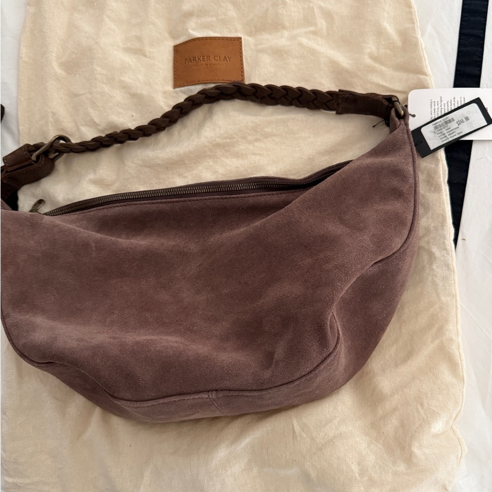 Parker Clay Brown Suede Shoulder Bag